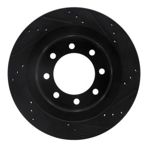 Dodge Ram 4000 Brake Rotor (1) - Rear Left - R1 Concepts - Drilled & Slotted - Black - `03-`08